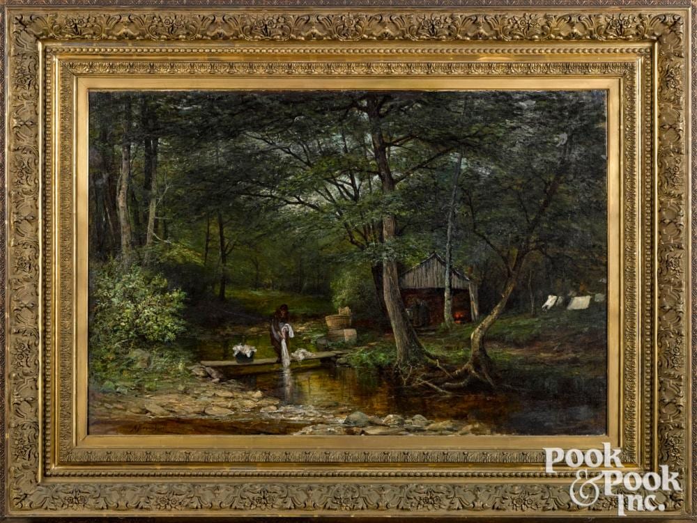 Alfred Bryan Wall comparable auction result: alfred bryan wall oil on canvas wooded landscape