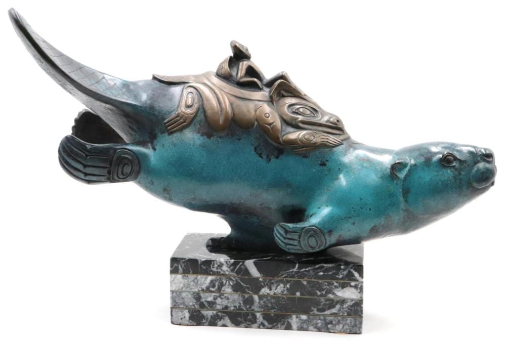 Mary Regat comparable auction result: jacques mary regat beaver mother bronze sculpture