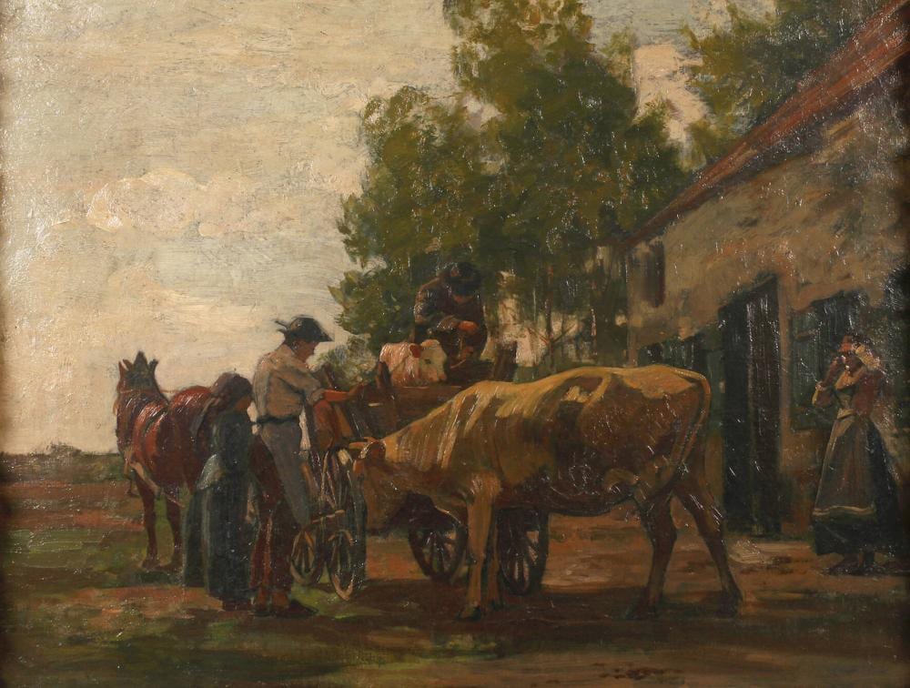 Victor Weishaupt comparable auction result: victor weishaupt verkauf der kuh mit dem k lbchen