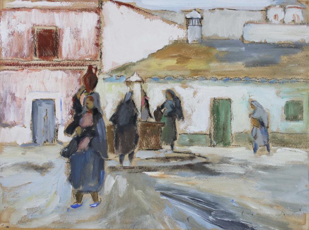 Paul Wieghardt comparable auction result: paul wieghardt deutsch amerikanisch 1897 1969 o t auf dem weg zum brunnen 1930er kreide und gouache a pappe