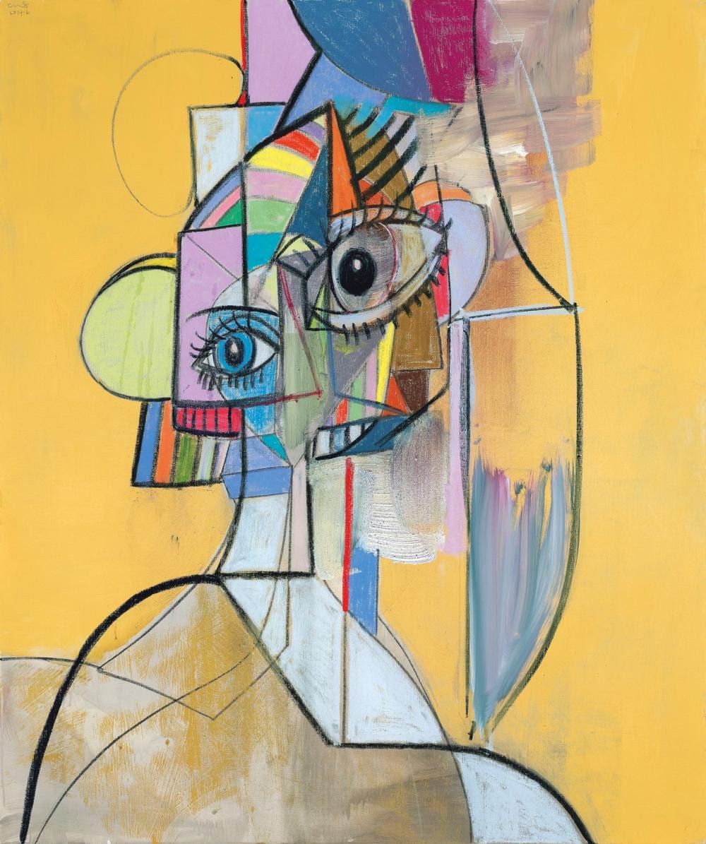 George Condo (B. 1957) - Multicolored Portrait comparable sale