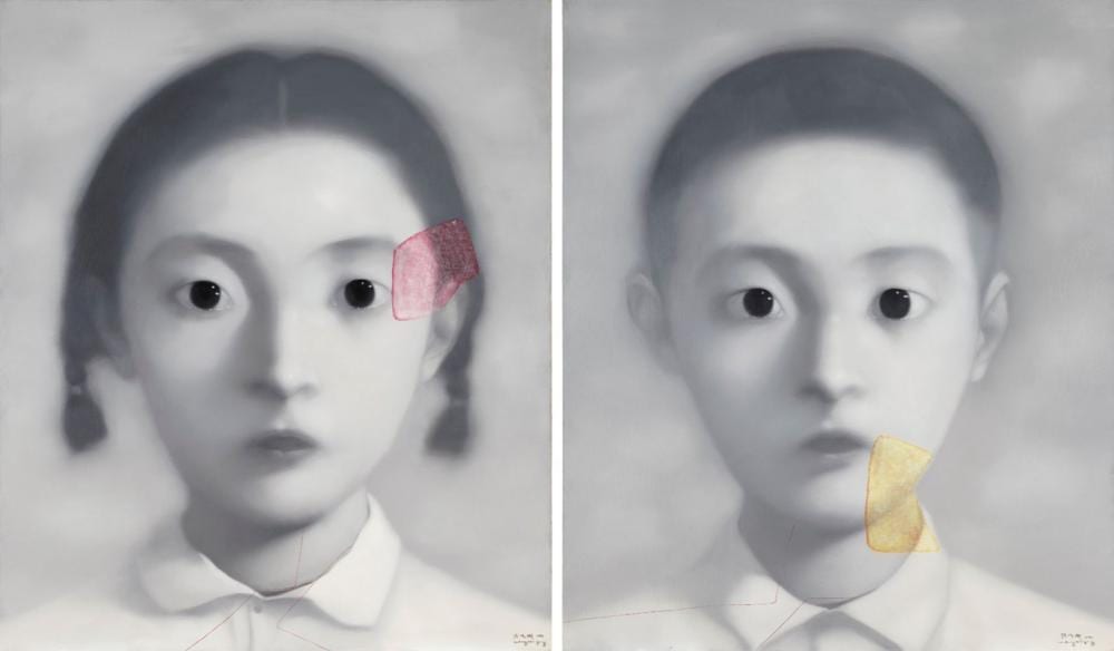 Zhang Xiaogang (B. 1958) - Bloodline-Big Family: Comrade No. 20 & No. 21 comparable sale