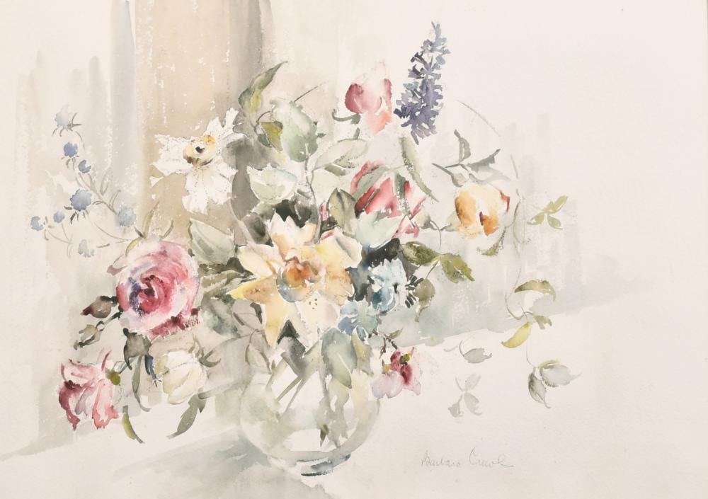Barbara Crowe comparable auction result: barbara crowe b 1942 british an arrangement of flowers in a glass vase watercolour signed in pencil 20