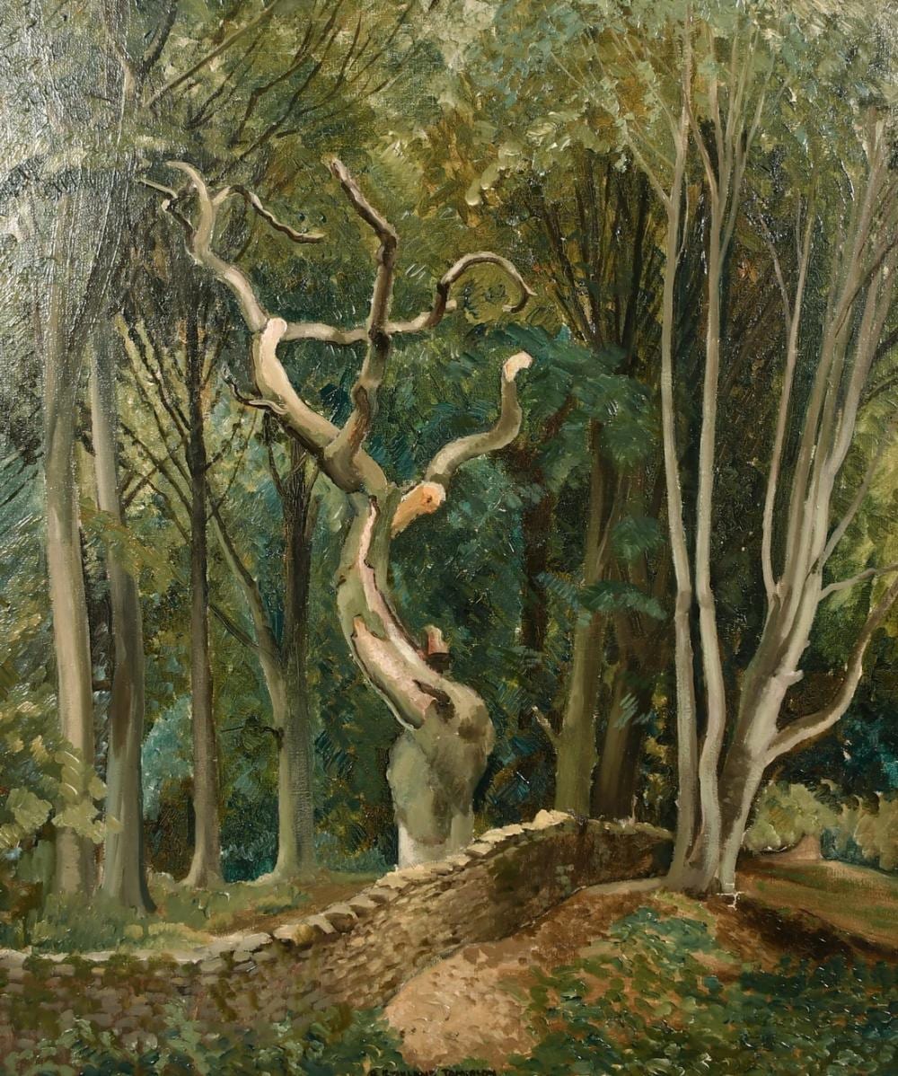 Robert Kirkland Jamieson comparable auction result: robert kirkland jamieson 1881 1950 british a study of trees in a thick forest oil on board signed 30 x