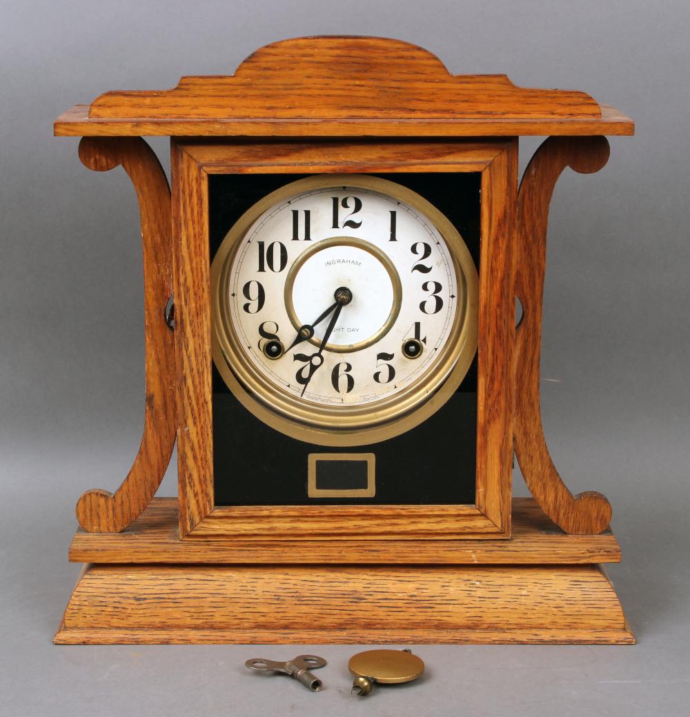 ge clock antique ingraham oak case shelf mantle clock wit · Roan Inc. Auctioneers & Appraisers · 2021-05-29 Géo Dupuis comparable auction result: ge clock antique ingraham oak case shelf mantle clock wit