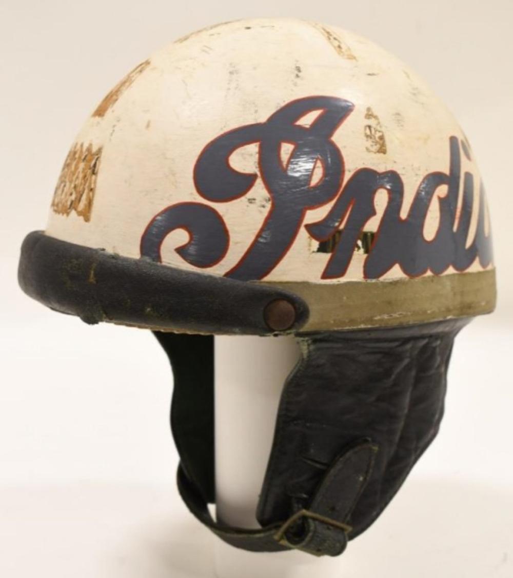 Vintage Motorcycle Racing Crash Helmet w/ Indian sold by Kraft Auction Service, lot 256 — auction record photograph