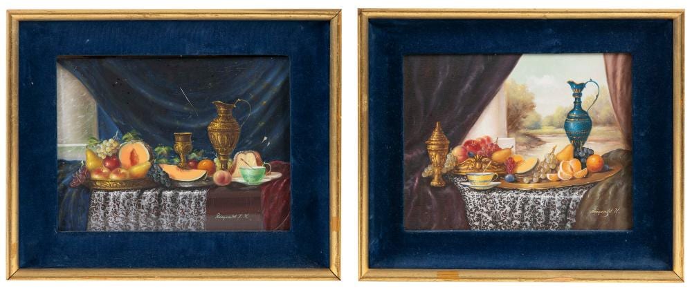 johan k reinprecht hungary 20th century pair of tabletop still lifes oils on board 7 x 9 5 framed 10 75 x 12 75 · Eldred's · 2021-06-11 Johan K. Reinprecht comparable auction result: johan k reinprecht hungary 20th century pair of tabletop still lifes oils on board 7 x 9 5 framed 10 75 x 12 75