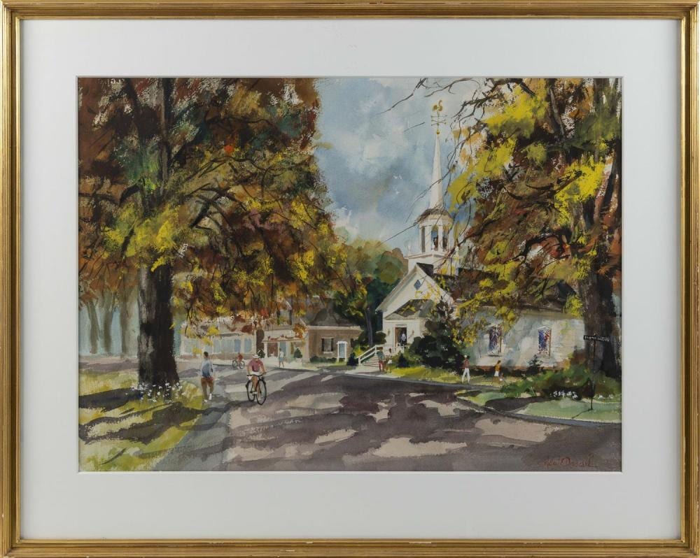 robert driscoll massachusetts 1940 2008 street scene osterville massachusetts watercolor on paper 21 x 29 5 sight framed 30 x 37 5 · Eldred's · 2021-06-11 Robert Driscoll comparable auction result: robert driscoll massachusetts 1940 2008 street scene osterville massachusetts watercolor on paper 21 x 29 5 sight framed 30 x 37 5