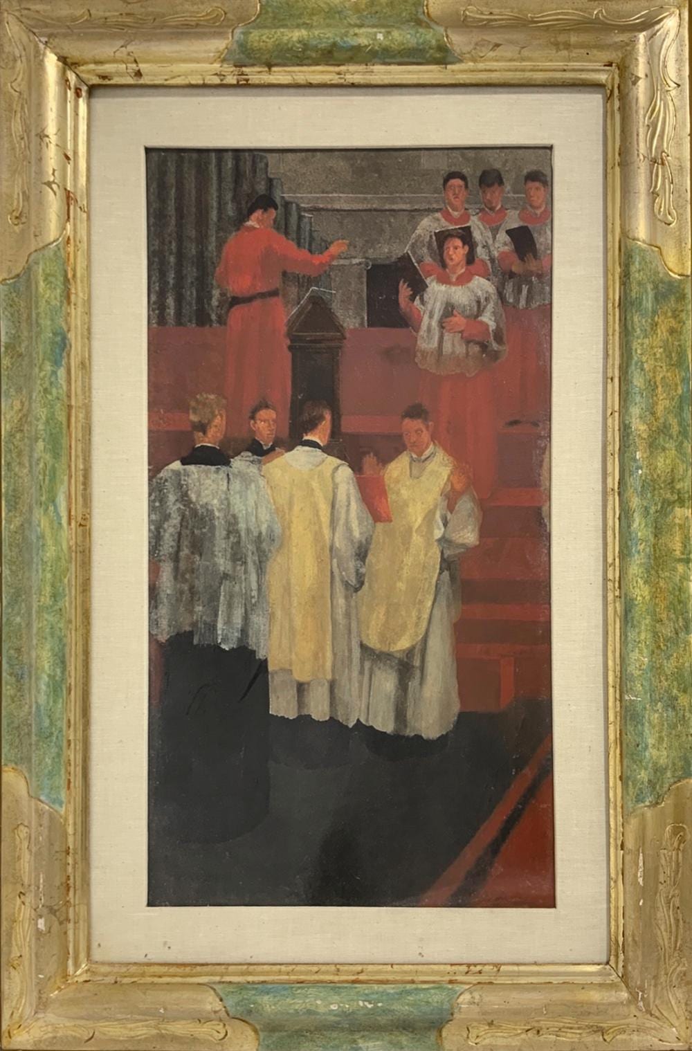 Guglielmo Janni comparable auction result: guglielmo janni rome november 19 1892 rome january 23 1958 oil paintinging on cardboard depicting priests in li