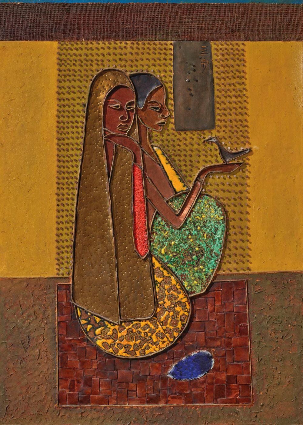 CHEONG SOO PIENG (1917-1983) Two Women mixed media on baord 84.5 x 60.5 cm. sold by Christie's, lot 176 — auction record photograph