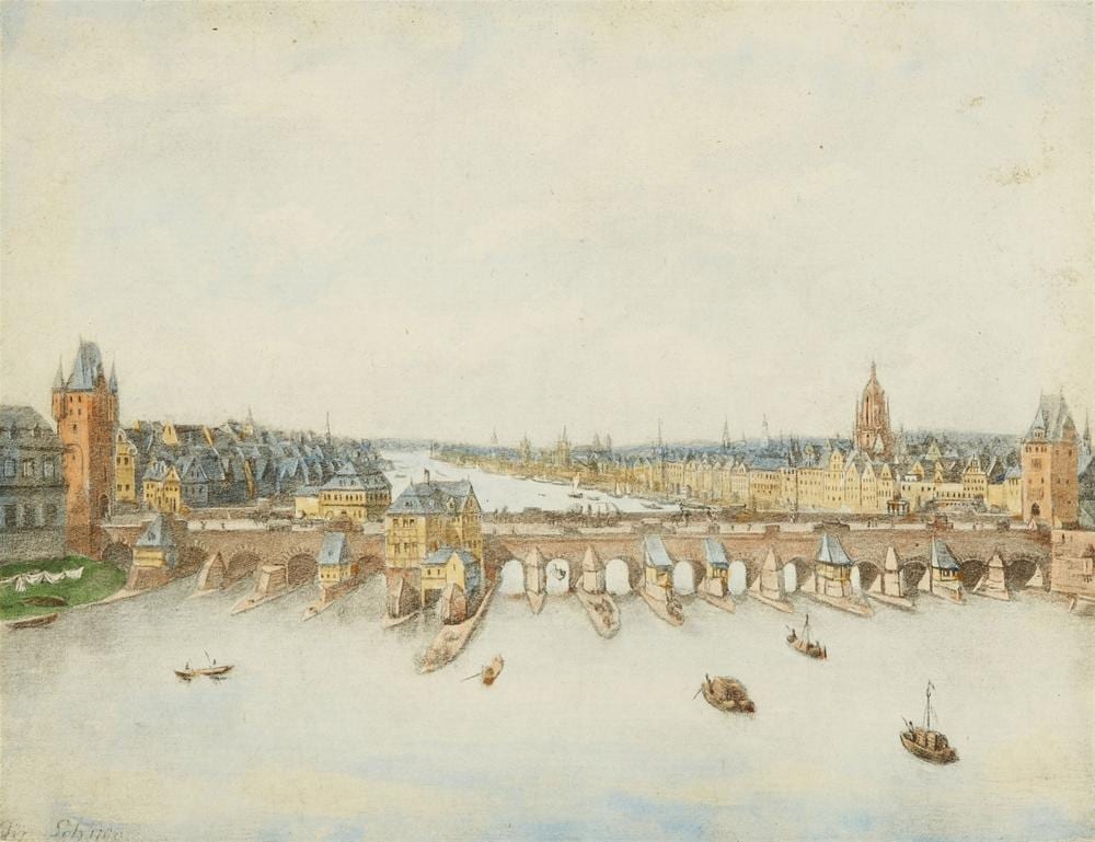 Johann Ludwig Ernst Morgenstern comparable auction result: johann ludwig ernst morgenstern two views of frankfurt with the river main the old bridge and the paulskirche