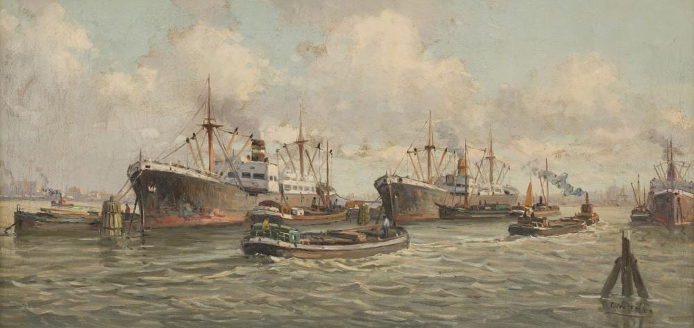 Pieter Johannes Alexander Wagemans comparable auction result: pieter johannes alexander wagemans the hague 1879 1955 shipping in rotterdam harbour