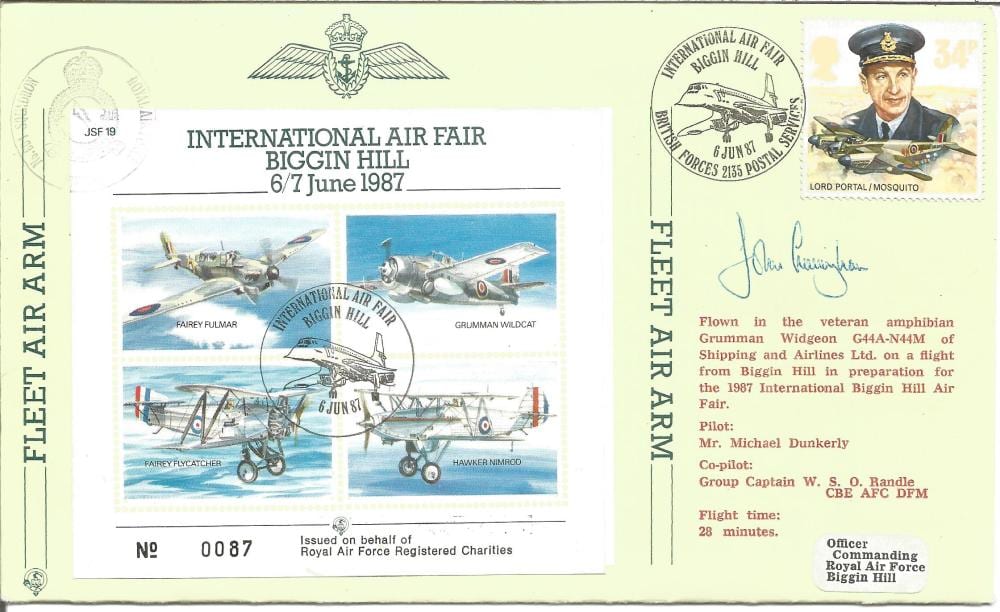 John (1926) Cunningham comparable auction result: john cunningham signed fdc international air fair biggin hill 6 7 june 1987 no 206 of 1000 flown