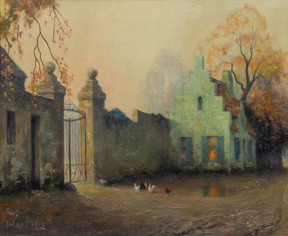 julien c los 1884 1953 viilage view with chicken oil on canvas 56 x 46 cm · Flanders Auctions · 2021-05-23 Julien Célos comparable auction result: julien c los 1884 1953 viilage view with chicken oil on canvas 56 x 46 cm