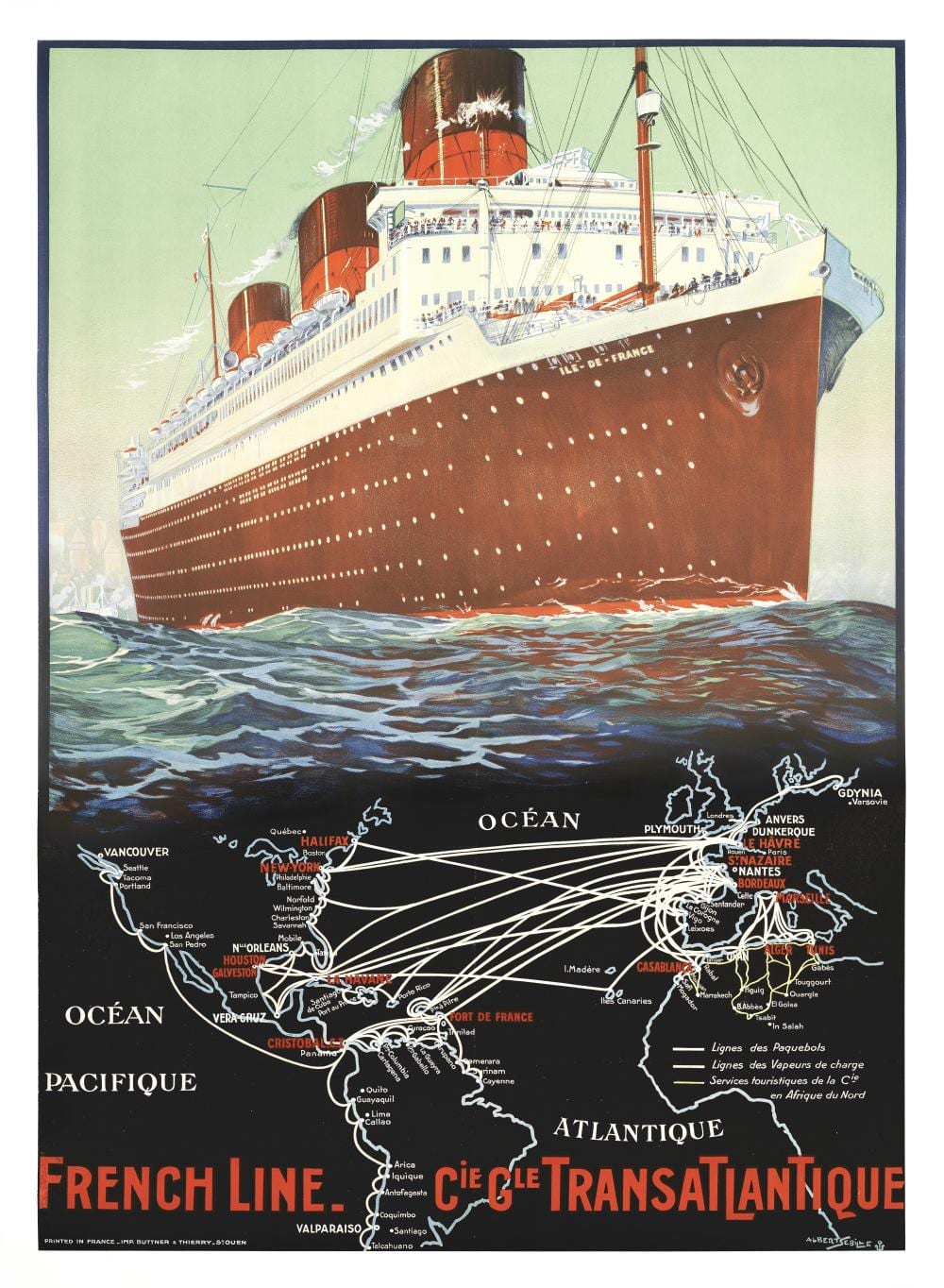 Albert Sébille comparable auction result: albert sebille 1874 1953 french line cie gle transatlantique ile de france