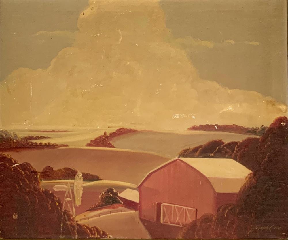 Joseph Lane comparable auction result: joseph lane painting industrialist farm scene