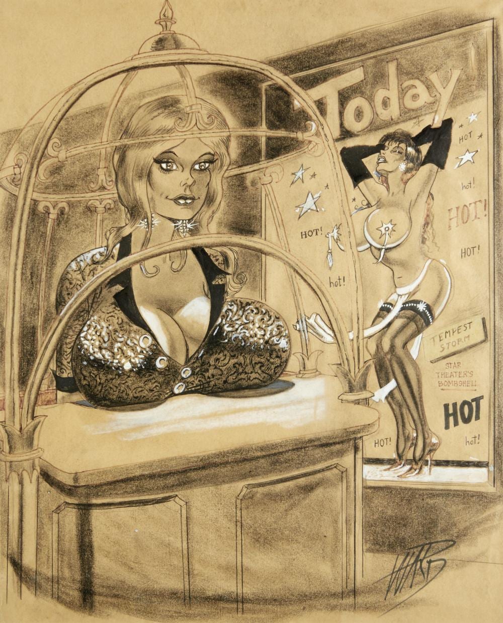 Bill Ward comparable auction result: a russ meyer bustoon illustration by bill ward