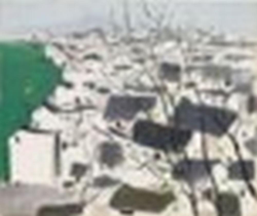 Wu Guanzhong (1919-2010) Fuyang, A Riverside City (Village Town) oil on can comparable sale