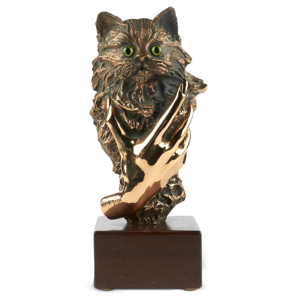 costanzo mongini cat with hand bronze sculpture · Revere Auctions · 2021-06-09 Costanzo Mongini comparable auction result: costanzo mongini cat with hand bronze sculpture