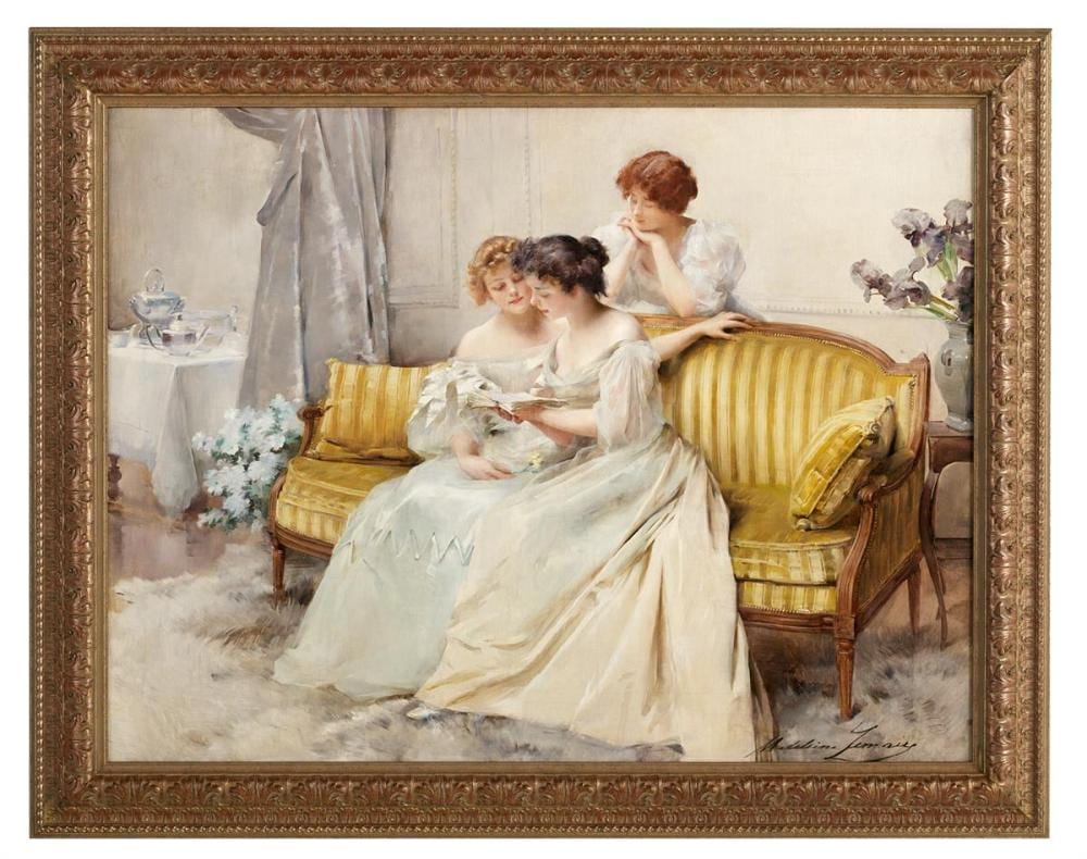 Madeleine Lemaire comparable auction result: madeleine lemaire french 1845 1928 femmes attendant dans un salon