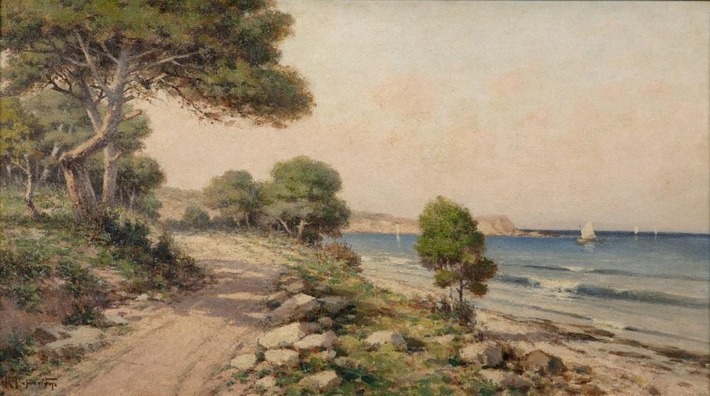 Konstantinos Romanidis comparable auction result: constantinos romanidis greek 1884 1972 la c te de l attique signed in greek lower left oil on panel