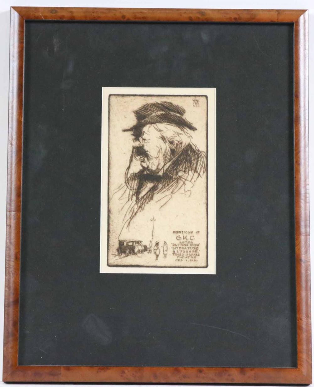 Bernhardt Wall comparable auction result: bernhardt wall etching of g k chesteron