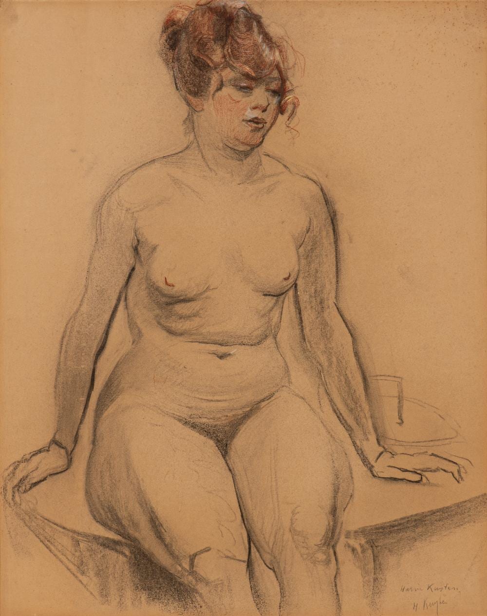 nude on tabletop drawn by harrie kuyten · Adams Amsterdam Auctions · 2021-06-07 Harrie Kuyten comparable auction result: nude on tabletop drawn by harrie kuyten