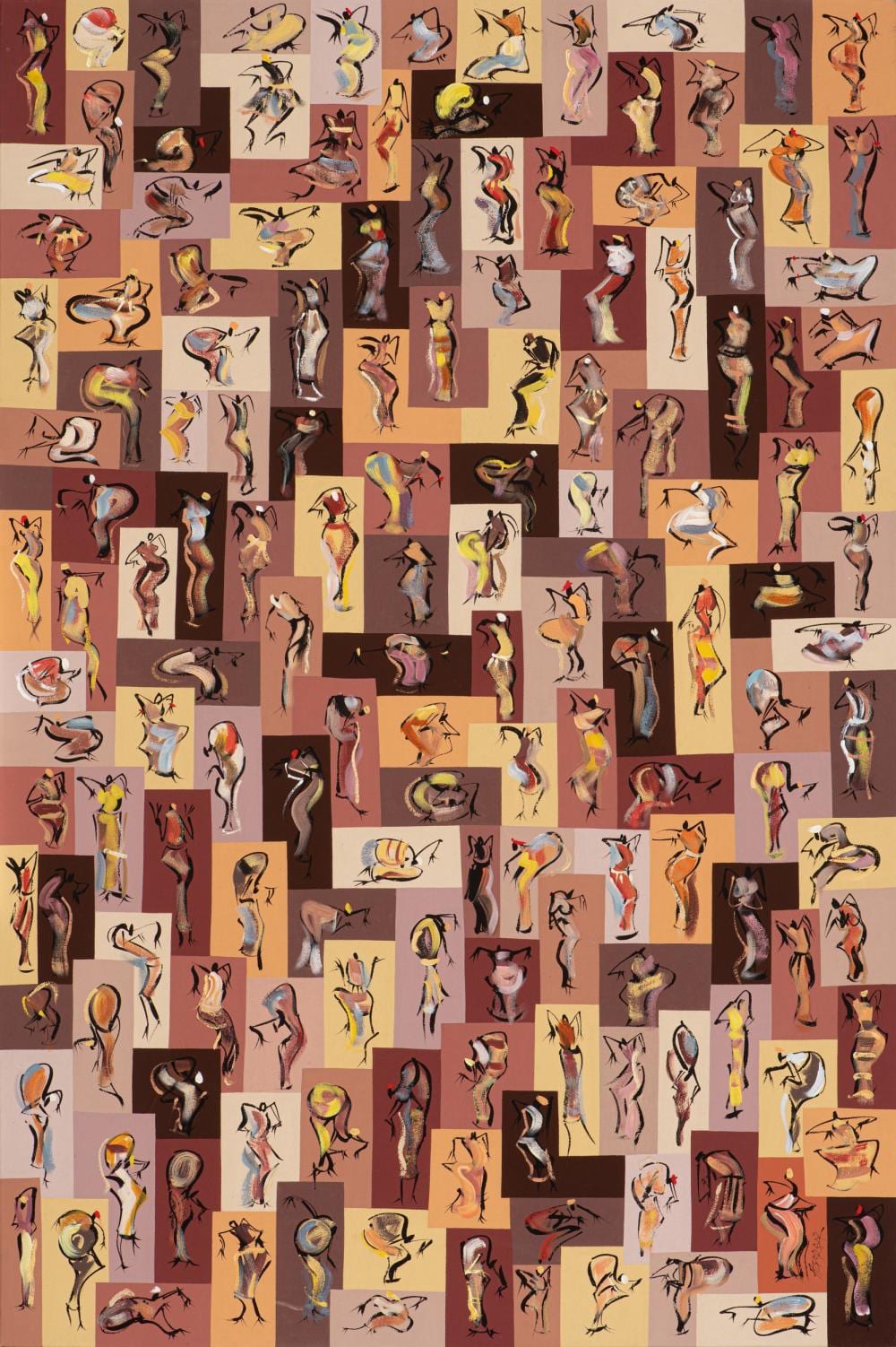 KOFI AGORSOR comparable auction result: 153 female dancers painted by kofi agorsor