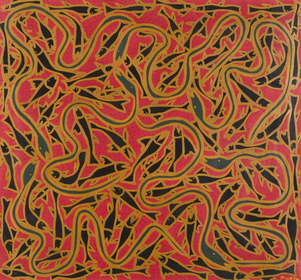 Mode Muntu comparable auction result: mode muntu 1940 1985 poissons gouache sur papier sign e en bas droi