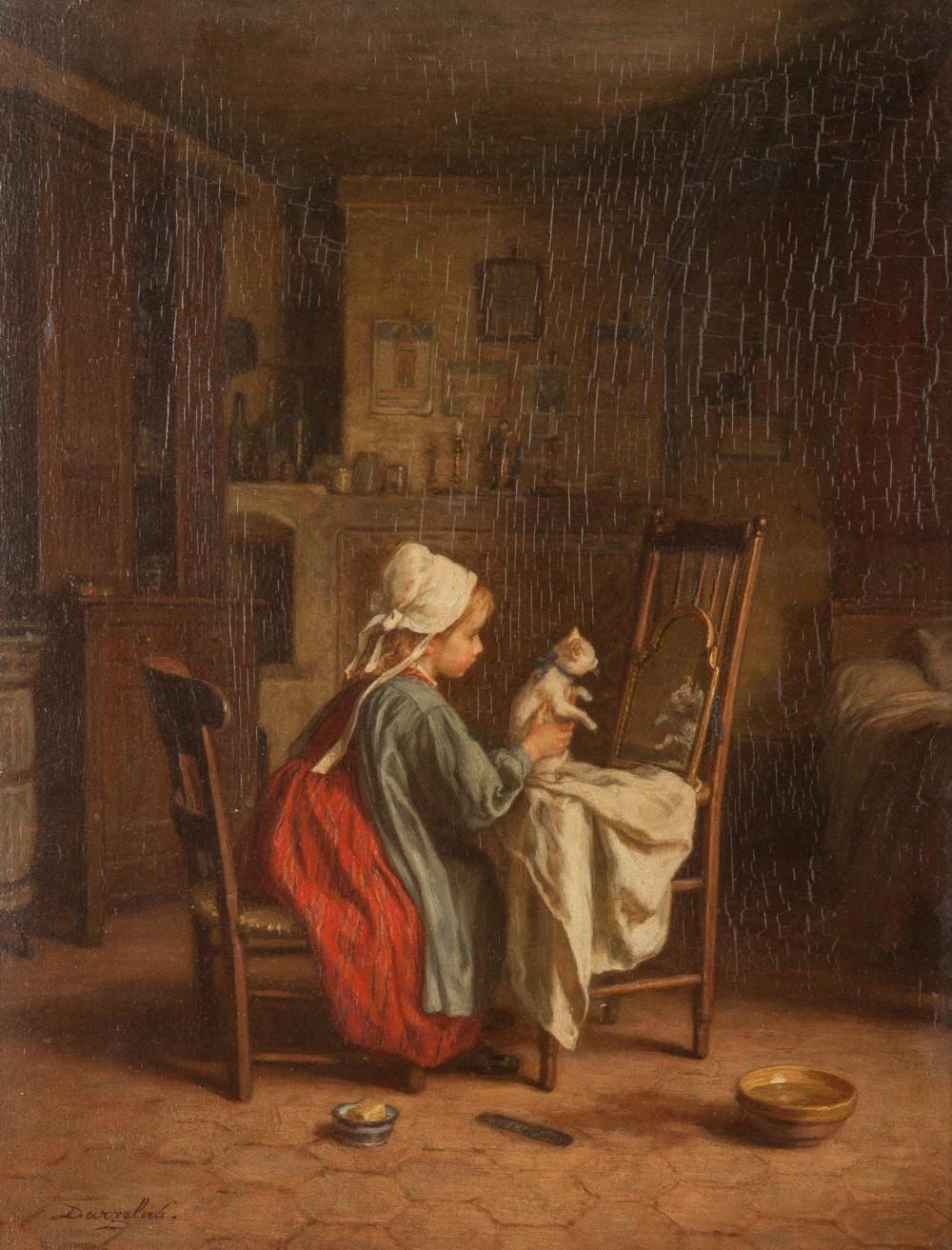 André-Henri Dargelas comparable auction result: andre henri dargelas french 1828 1906 young girl with kitten