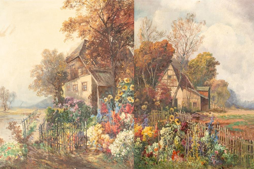 Karl Vikas comparable auction result: karl vikas austrian 1875 1934 pair of garden scene paintings