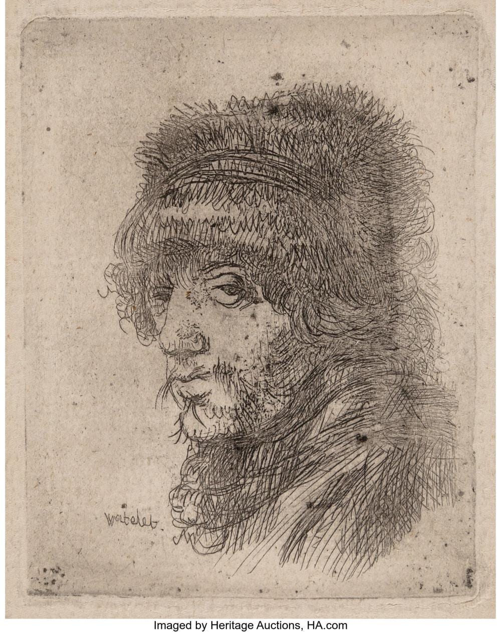Louis Etienne Watelet comparable auction result: claude henri watelet french 1718 1786 study for the head of a turk etching on