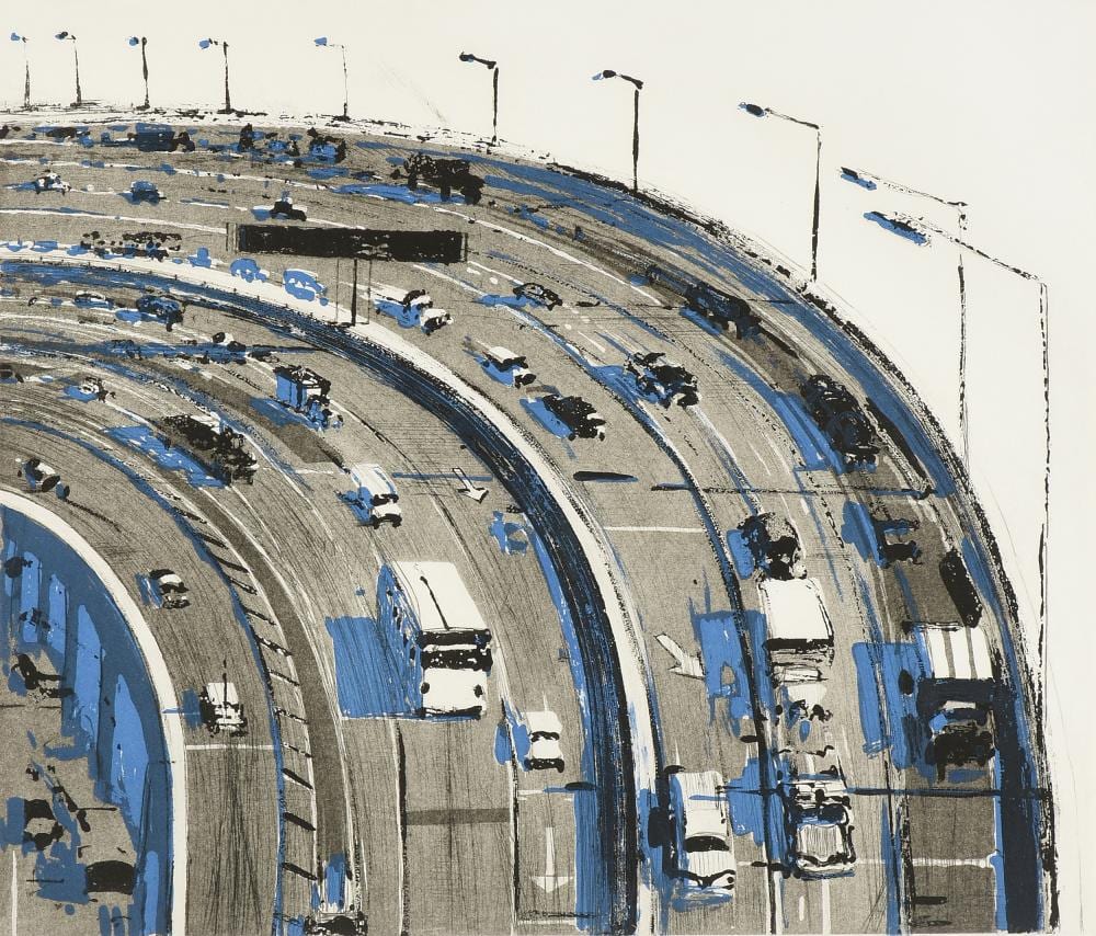 WAYNE THIEBAUD (American b. 1920) A PRINT, "Freeway Curve," 1979, sold by Simpson Galleries, LLC, lot 426 — auction record photograph