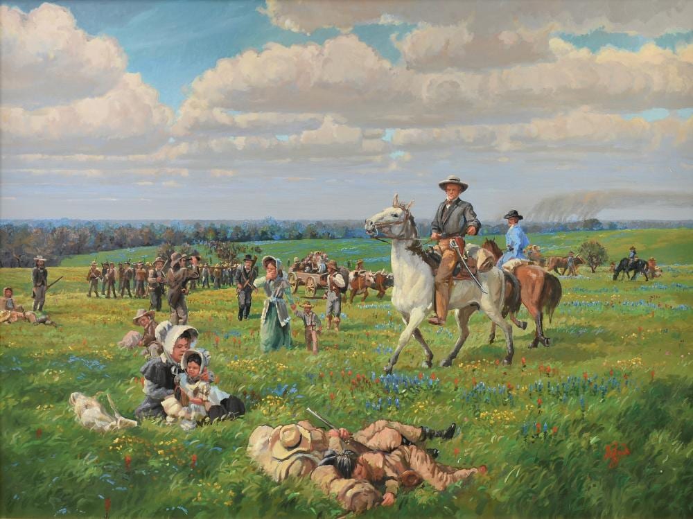 Lee Jamison comparable auction result: lee jamison b 1957 a painting sam houston counting the troops 1999