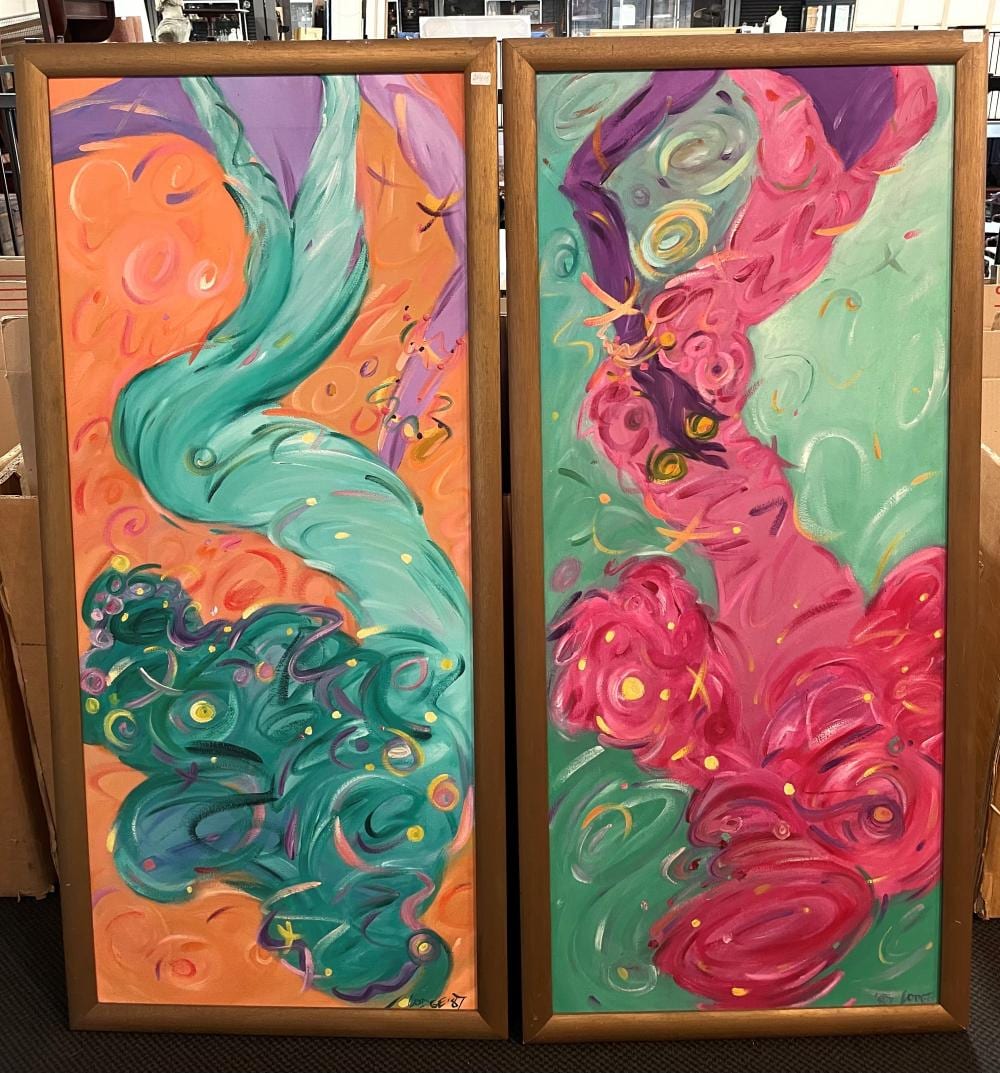 Annette Lodge comparable auction result: annette lodge two works flamenco los gallos 1987 oil on canvas frame 135 x 62 cm signed