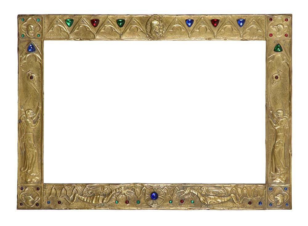 Alfred  Daguet comparable auction result: alfred louis achille daguet dans le go t de cadre de style m di val en cuivre repouss d cor en bas relief du christ des quatre