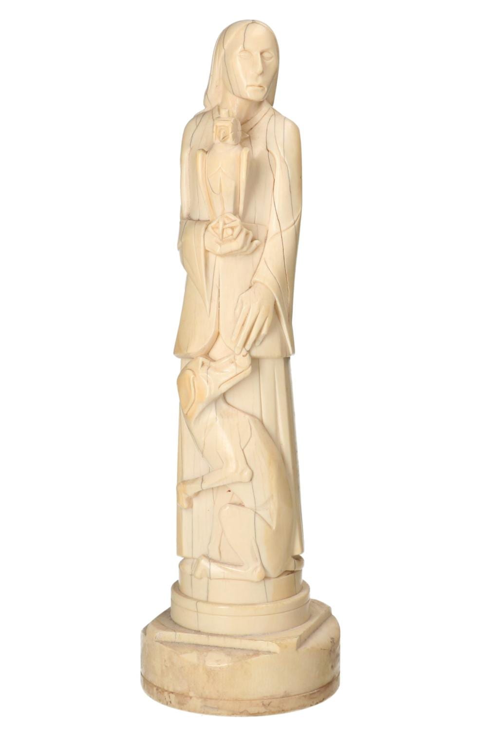 Johan Coenraad Altorf comparable auction result: johan coenraad altorf 1876 1955 a carved ivory sculpture depicting jacoba van beieren with falcon and hunting dog with monogram h 42 cm condition report available on request
