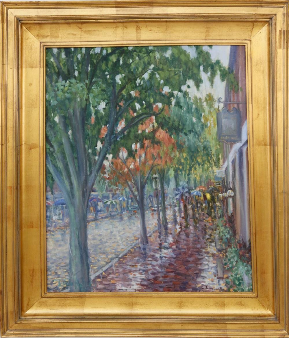 Illya Kagan comparable auction result: illya kagan oil on linen rainy day nantucket