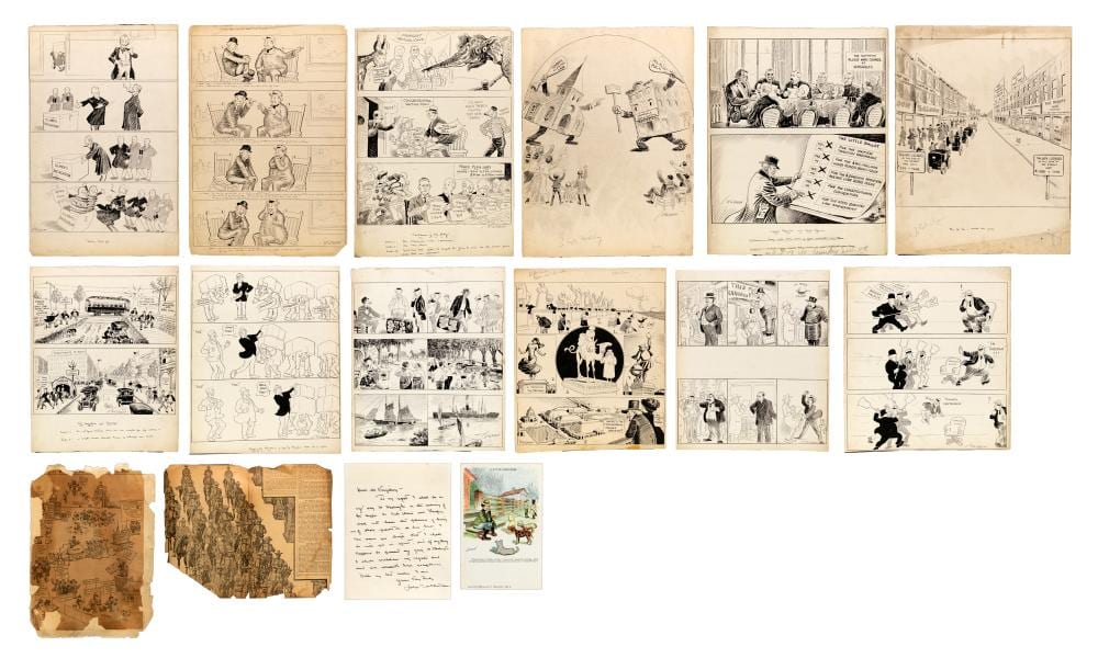 John McCutcheon comparable auction result: john mccutcheon american 1870 1949 original cartoon and ephemera assortment