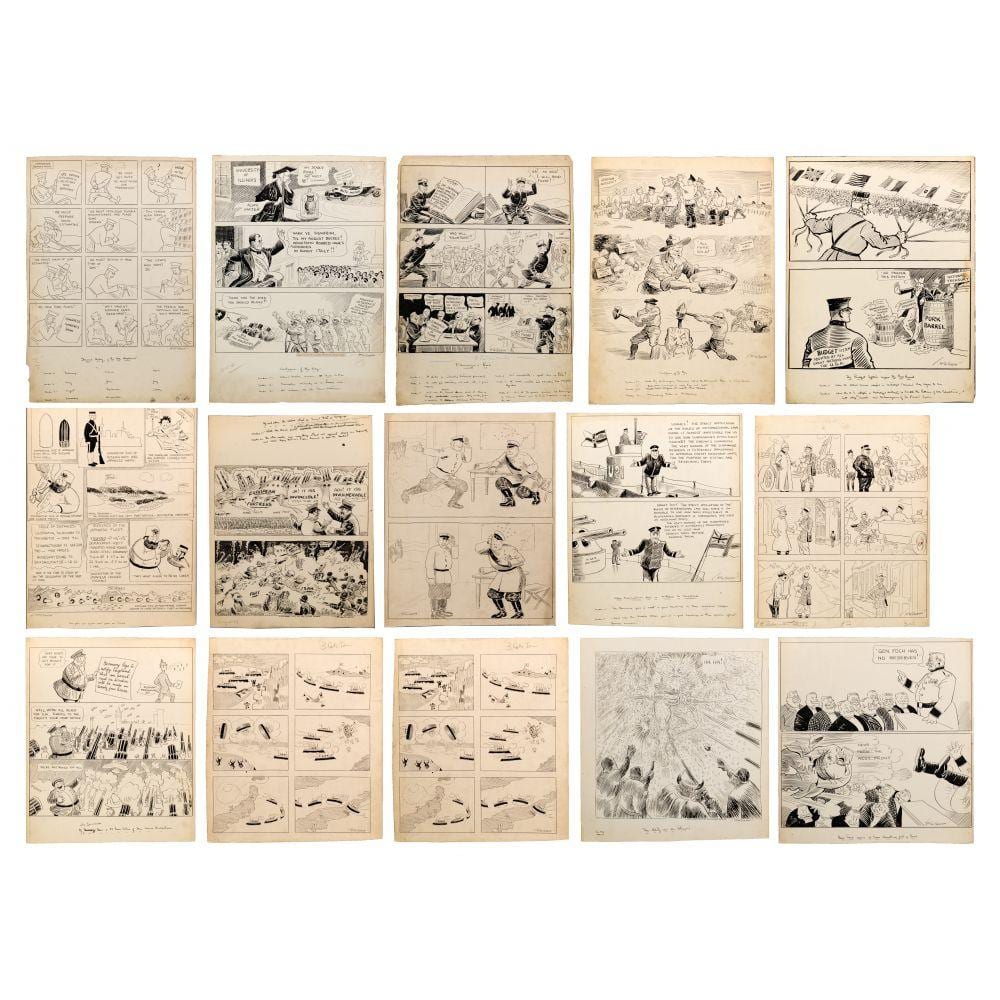 John McCutcheon comparable auction result: john mccutcheon american 1870 1949 original war themed cartoon assortment