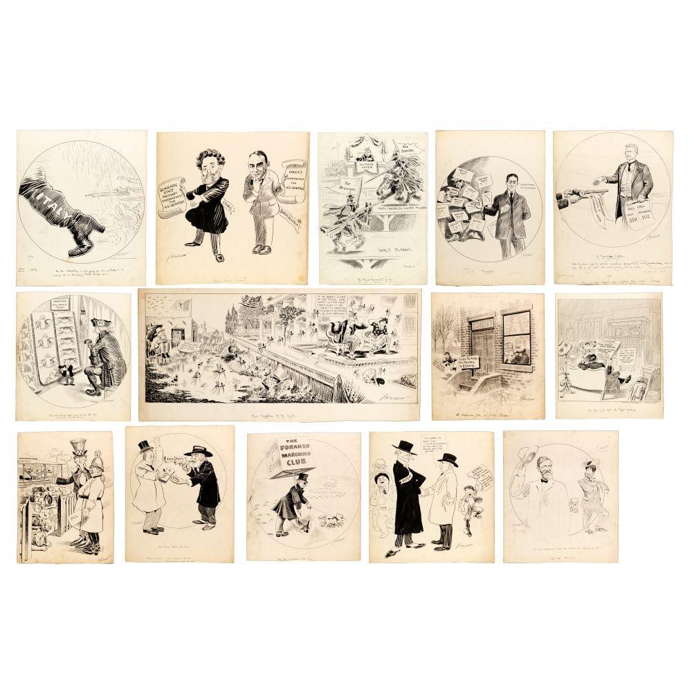 John McCutcheon comparable auction result: john mccutcheon american 1870 1949 single panel original cartoon assortment