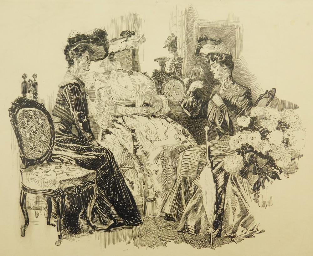 Orson Lowell comparable auction result: orson lowell pen and ink drawing