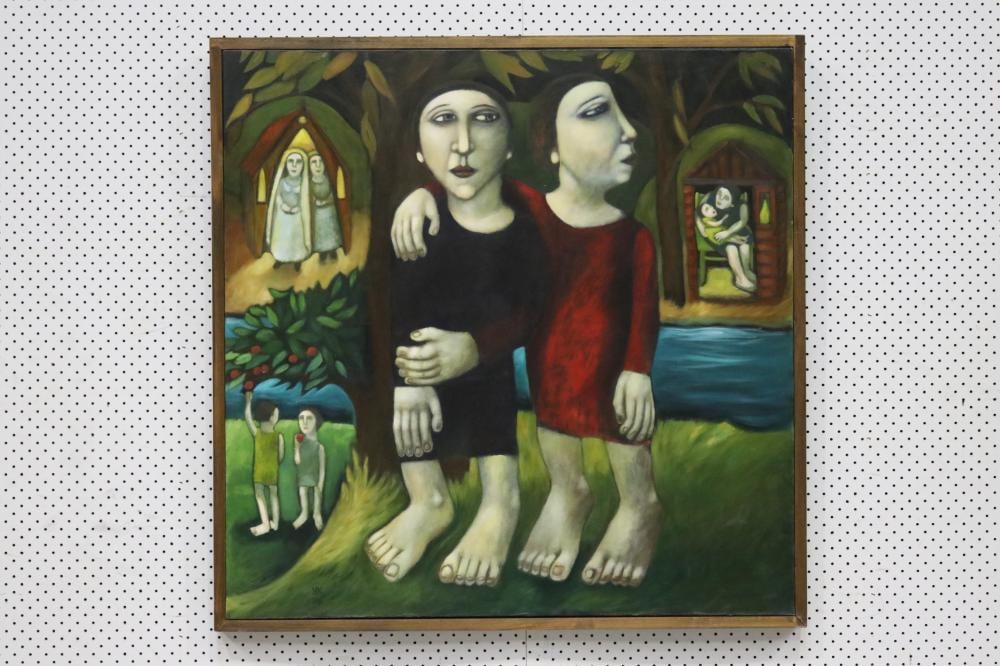 kay singleton keller working c1990s 2000s australia sisters in the garden of memory oil canvas signed lower left details verso approx 91cm x 91cm · Vickers & Hoad · 2021-07-11 Kay Singleton Keller comparable auction result: kay singleton keller working c1990s 2000s australia sisters in the garden of memory oil canvas signed lower left details verso approx 91cm x 91cm