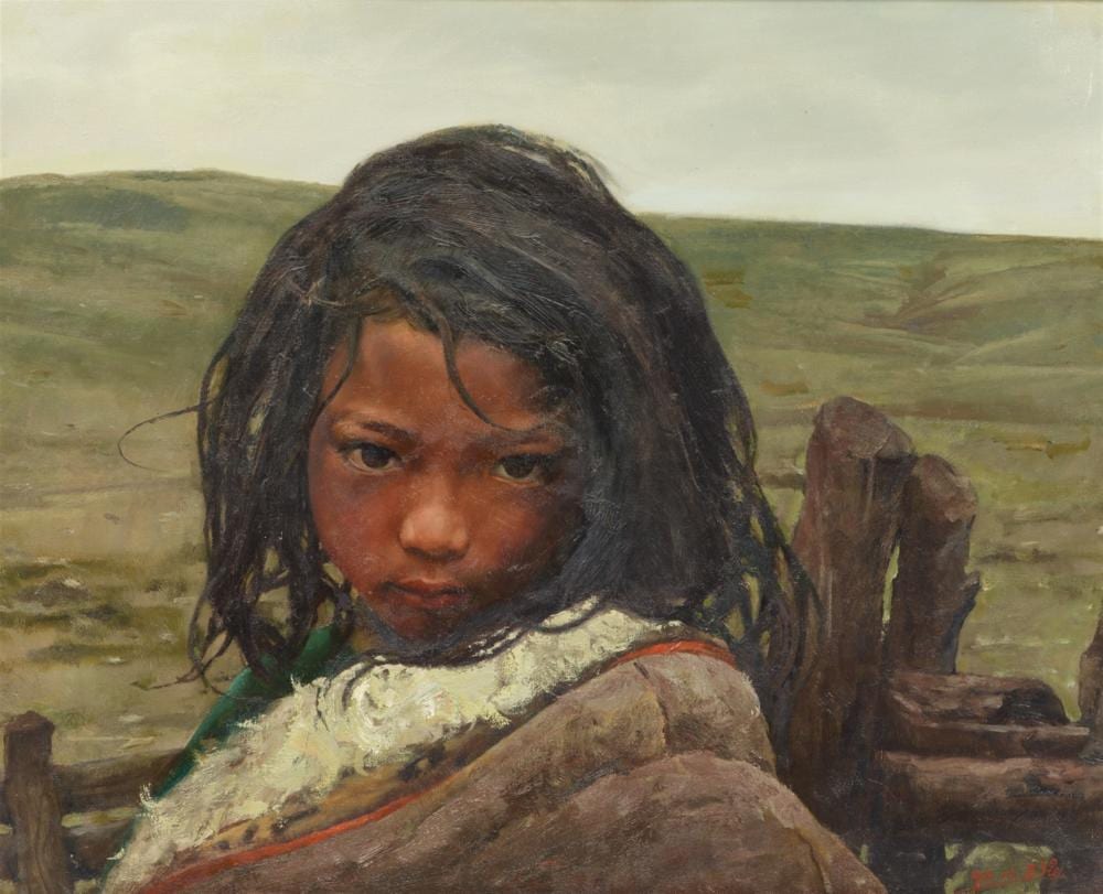 Kun Wang comparable auction result: a portrait of a girl oil on canvas dated and signed 90 10 wang kun framed