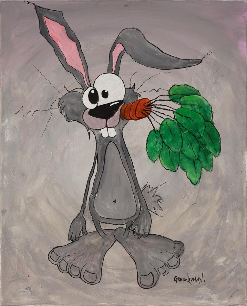Greg Lipman comparable auction result: greg lipman 1938 der rabbit acrylic on canvas 76 x 61 cm signed lower right