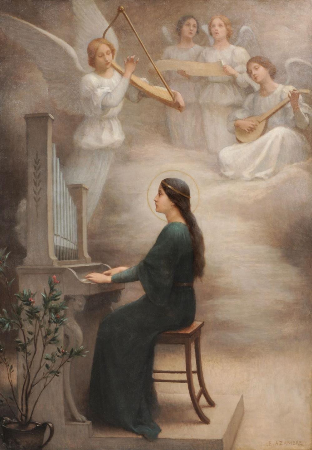 Etienne Azambre comparable auction result: etienne azambre heilige c cilie von rom wohl sp tes 19th cent