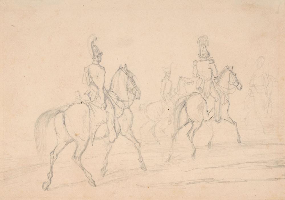 Ferdinand von Rayski comparable auction result: ferdinand von rayski zugeschr preu ische reitergarde um 1825