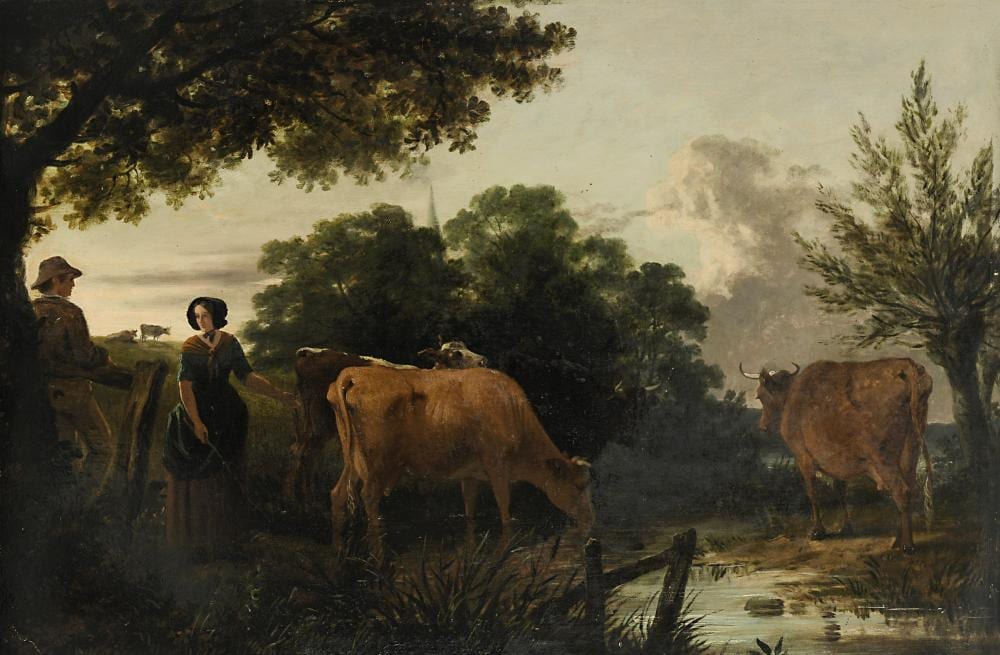 Aster R. C. Corbould comparable auction result: hirtin mit k hen am bach
