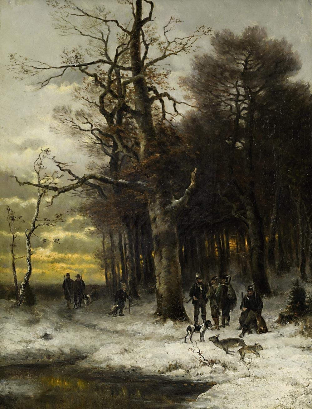 Conrad Wimmer comparable auction result: j ger mit hunden an einem wintertag