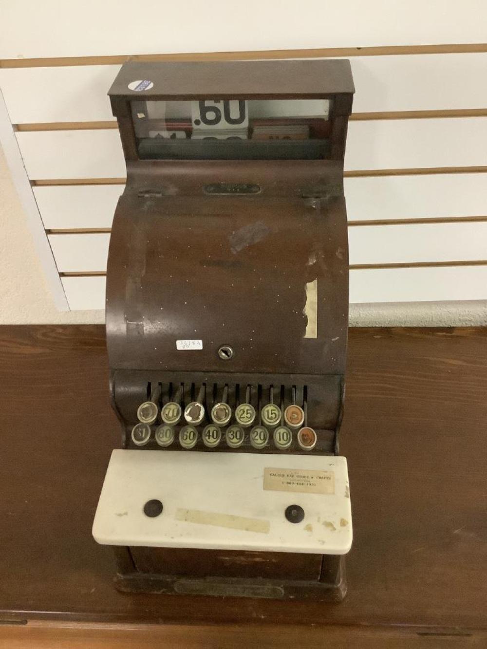 Mahogany finish wood and metal candy store National cash register. sold by Apple Tree Auction Center, lot 3567 — auction record photograph